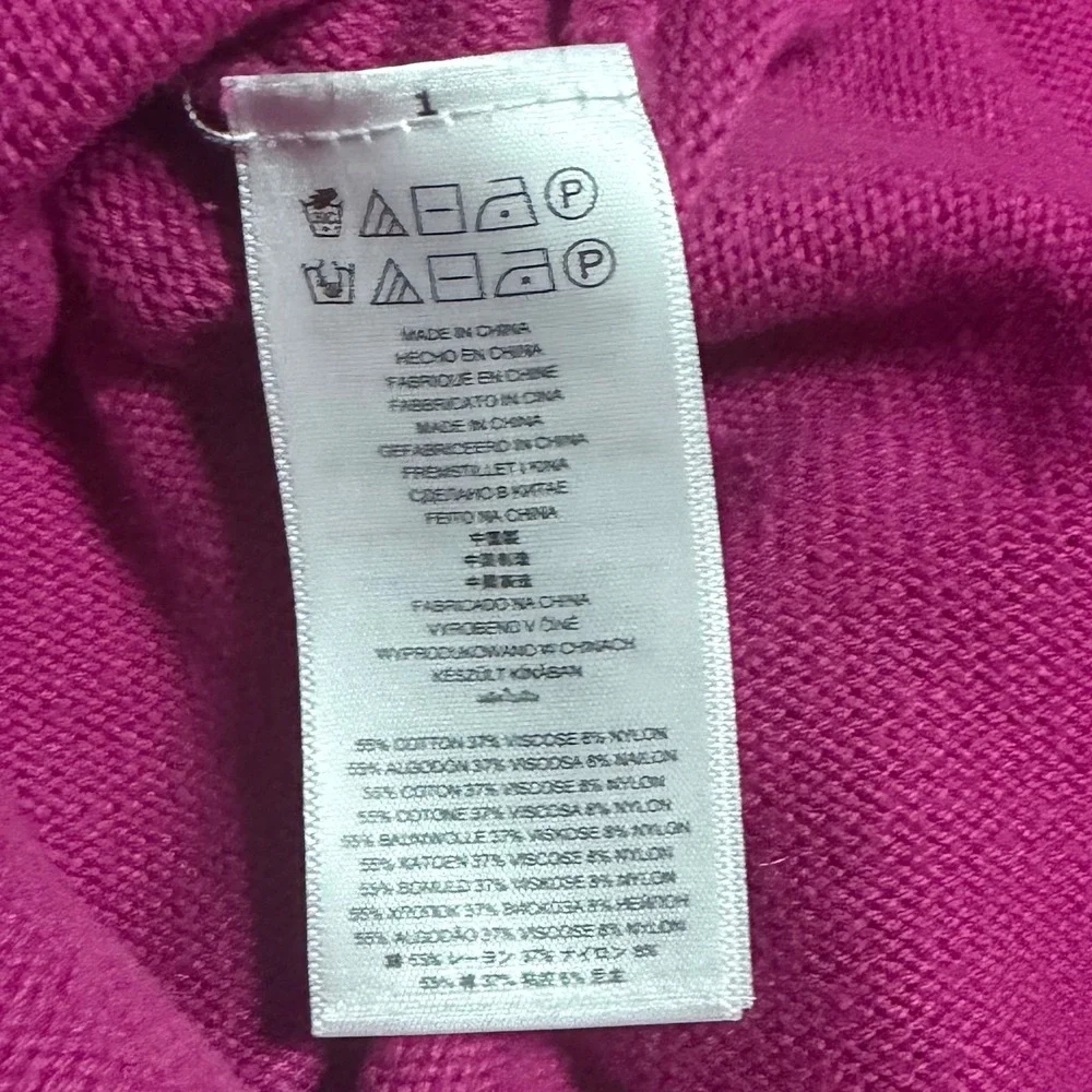 Michael Michael Kors Women's M Pink Long Knit Sweater Gold Half Zip Pullover